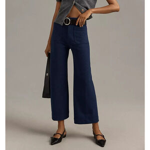 NWOT Anthropologie Navy Wide-Leg Cropped Pants